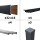 Kit clôture aluminium poteau à sceller - BAHIA & CRUZ Ipé H-1,8m