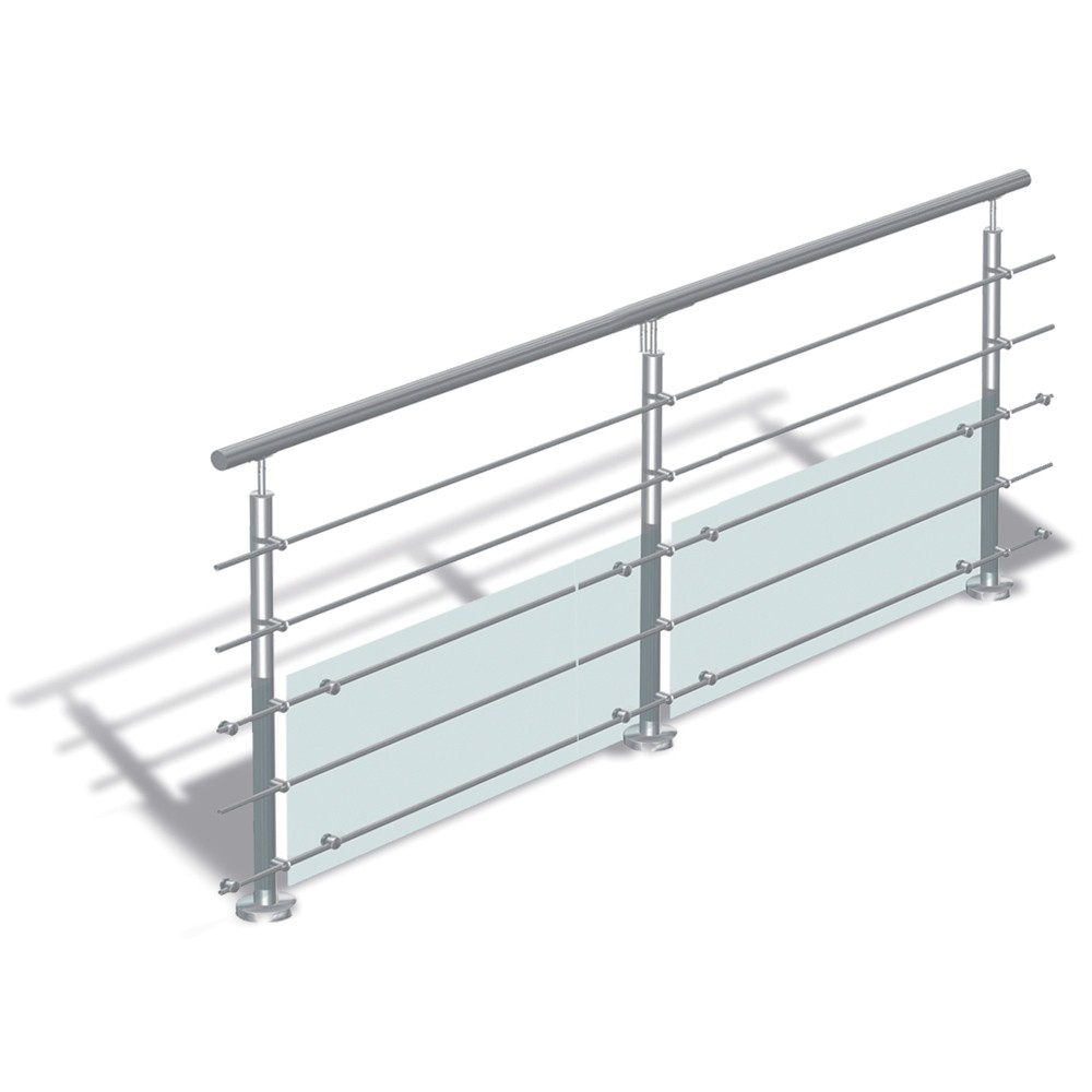Garde corps inox 2 Mètres - rampe inox - 5 tubes et 2 panneaux - Deck linea