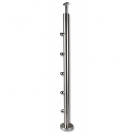 Poteau inox fixation à plat garde-corps - OXYNOV