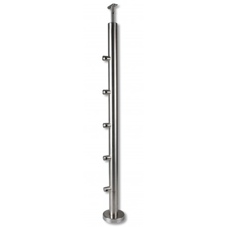 Poteau inox fixation à plat garde-corps - OXYNOV