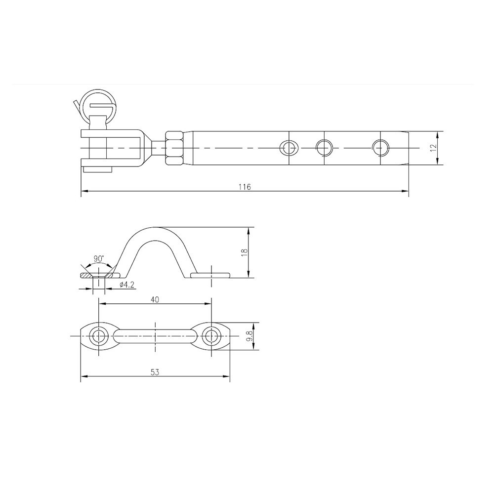 Kit fixation tendeur cable avec chape - gauche - Cable inox et fixation -  Deck-Linea