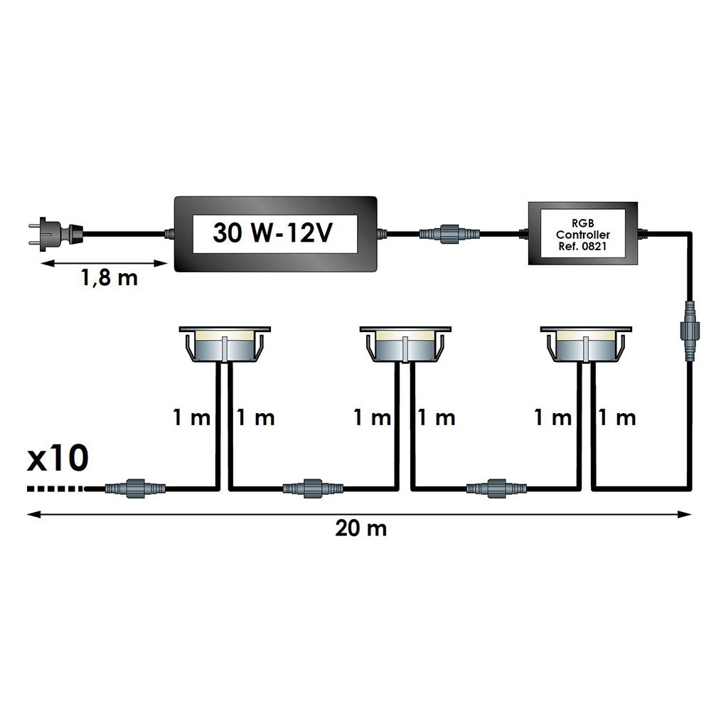 Kit 10 Spots encastrables led 12V Calypso transfo- eclairage 12V