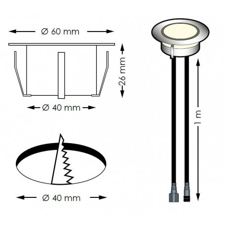 Spots LED de terrasse SIROS à encastrer D 60mm + Transfo 30W