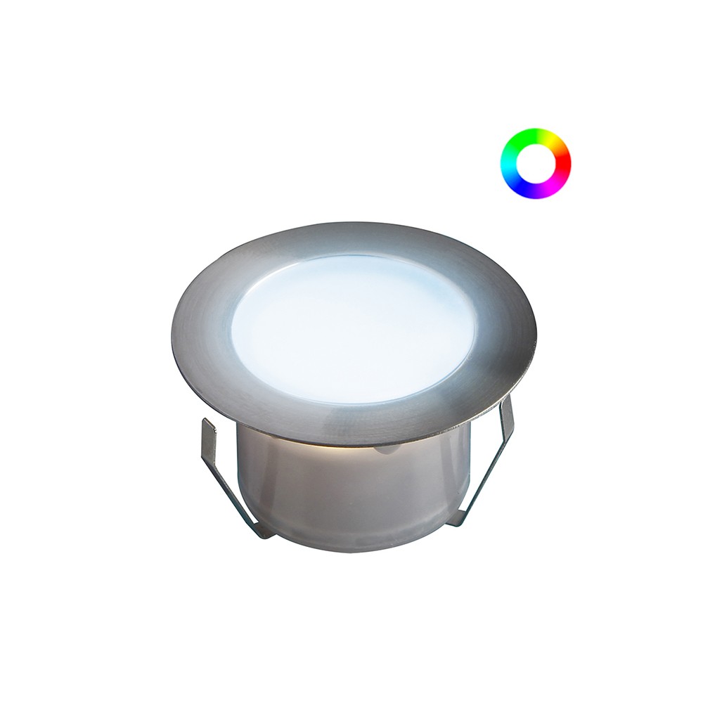 Spots LED de terrasse SOFIA RGB (12V) à encastrer D45mm + transfo 30W