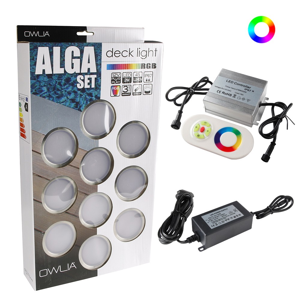 Set de 10 spots LED Couleur RGB ou Blanc Chaud + Transformateur 30W +  Télécommande incluse (Couleur RGB uniquement) -  : Accessoires  Bois pas cher, Vis Inox, support poteau pied réglable