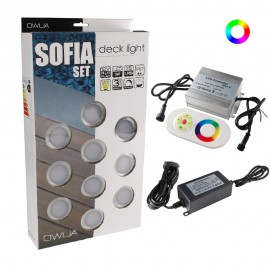 10 Spots SOFIA RGB + Télécommande + Transfo 30W- Owlia
