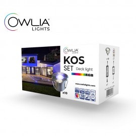 10 spots KOS RGB, télécommande et transfo - OWLIA