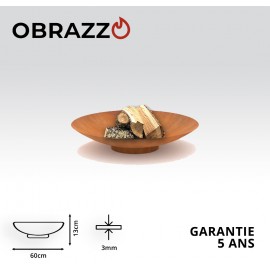 Brasero KEYO Ø60 cm - effet acier corten - chauffage extérieur - feu de bois - obrazzo