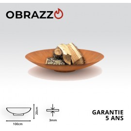 Brasero KEYO Ø100 cm - effet acier corten - chauffage extérieur - feu de bois - obrazzo