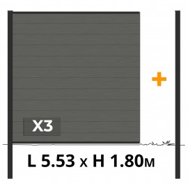Kit clôture composite RIO Anthracite 5.53m - poteaux noir