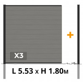 Kit clôture composite RIO Platine 5.53m - poteaux noir