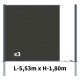 Kit clôture composite poteau à sceller - RIO Anthracite H-1,8m