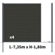 Kit clôture composite poteau à sceller - RIO Anthracite H-1,8m