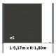 Kit clôture composite poteau à sceller - RIO Anthracite H-1,8m