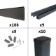 Kit clôture composite poteau à sceller - RIO Anthracite H-1,8m