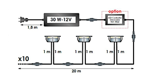 Spots LUX à LED terrasse bois (12V) à encastrer de diamètre 70mm